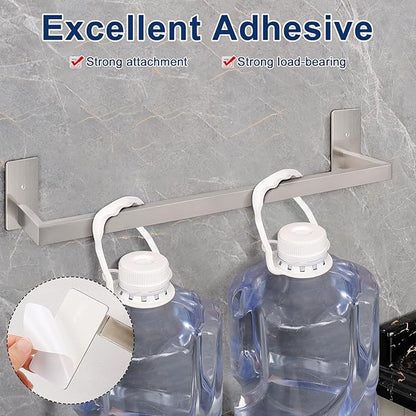 NearMoon Self Adhesive Bathroom Towel Bar, Stainless Steel Square Bath Wall Shelf Rack Hanging Towel Stick On Sticky Hanger Contemporary Style, Towel Rack Wall Mounted (24 Inch, Brushed Nickel)