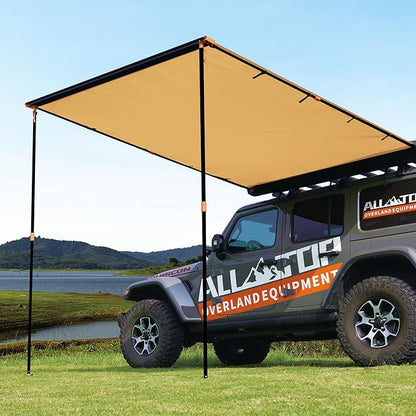ALL-TOP Vehicle Awning 4.6'x8.2' Roof Rack Pull-Out Sun Shade UV50+, Weatherproof 4x4 Side Awning for Camping & Overland (Hardware Included)