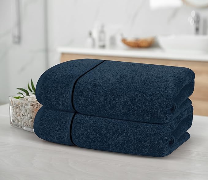 MyOwn Cotton 2 Pack Oversized Bath Towel Set 28x55 inches, Large Bath Towels, Ultra Absorbant Compact Quickdry & Lightweight Towel, Ideal for Gym Travel Camp Pool - Mineral Blue