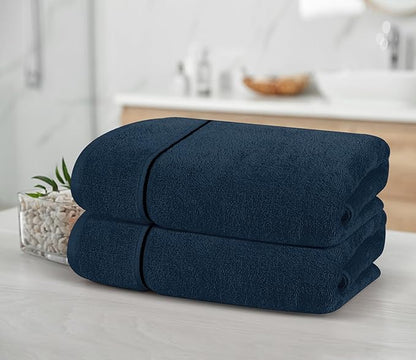 MyOwn Cotton 2 Pack Oversized Bath Towel Set 28x55 inches, Large Bath Towels, Ultra Absorbant Compact Quickdry & Lightweight Towel, Ideal for Gym Travel Camp Pool - Mineral Blue