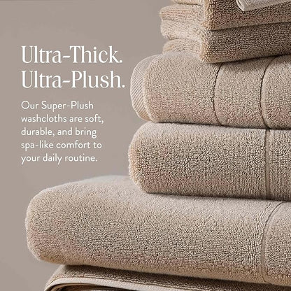 Brooklinen Super-Plush Turkish Cotton Washcloths - Set of 2 - Cotton, 820 GSM, Highly Absorbent, Machine Washable, Perfect for Home & Bathroom (13" x 13", Driftwood)
