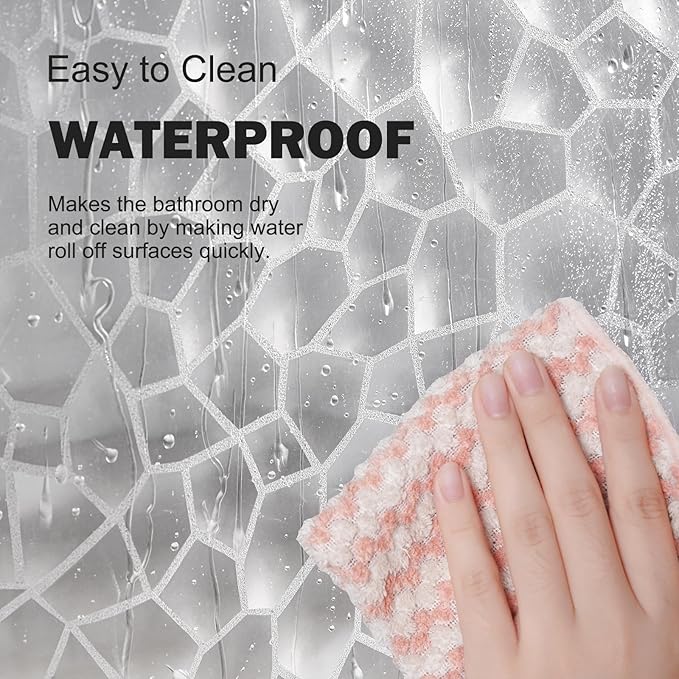 UFRIDAY Clear Shower Curtain Liner 72 x 72 inch,EVA 3D Cube Weighted Plastic Bathroom Shower Curtain Liner with 3 Big Magnets, Thick, Heavy Duty, Transparent.