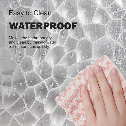 UFRIDAY Clear Shower Curtain Liner 72 x 72 inch,EVA 3D Cube Weighted Plastic Bathroom Shower Curtain Liner with 3 Big Magnets, Thick, Heavy Duty, Transparent.