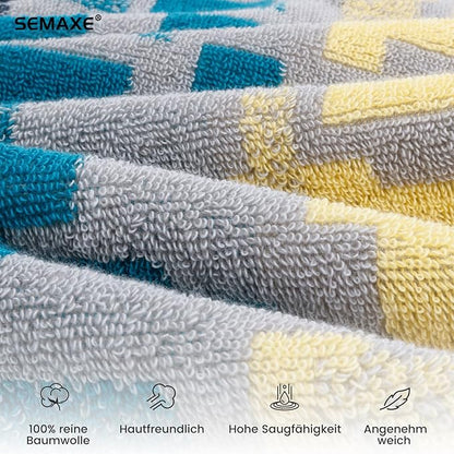 SEMAXE 12 Pack Hand Towels for Bathroom, 100% Cotton Towels with Hanging Loops, Soft & Highly Absorbent, Hand Towel Set for Gym, Shower, Hotel, Spa and Kitchen, Colorful - Checkered