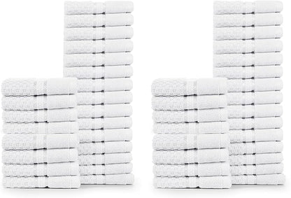 Ample Decor 100% Cotton Washcloths Set of 50 - Highly Absorbent, Popcorn Textured - Mulaayam Collection - White 12 X 12 Inch