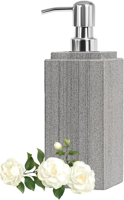 Marble Soap Dispenser for Bathroom, Amaauto Natural Marble Hand Liquid&Lotion Soap Dispenser Pump Bottle for Kitchen Bathroom Countertop Holds Dish Soap Shampoo Laundry Liquid Shower Gel