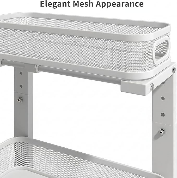 2 Pack Under Sink Organizer, Dual-Layer Pull Out Mesh Cabinet Rack with 5-Level Height Adjustment, Rust-Resistant Sliding Storage for Bathroom & Kitchen, Multi-Purpose 2-Tier Shelf