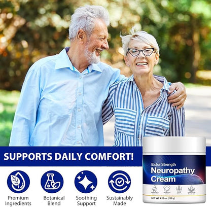FANSHI Neuropathy Cream Extra Strength, Nerve Comfort Cream with Natural Oils - Fast Absorbing, Non-Greasy Moisturizing Cream for Physical Activity & Wellness- Feet, Hands, Legs - 4.23 oz