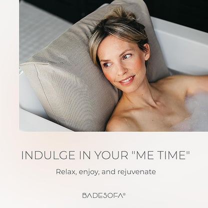 BADESOFA® Luxury Bath Pillow S - Ultra Comfortable & Quick-Drying Bath Back Pillow - Washable Full Body Bath Pillow for Bathtub - Therapeutic Head and Neck Support - Luxury Spa Cushion in Grey