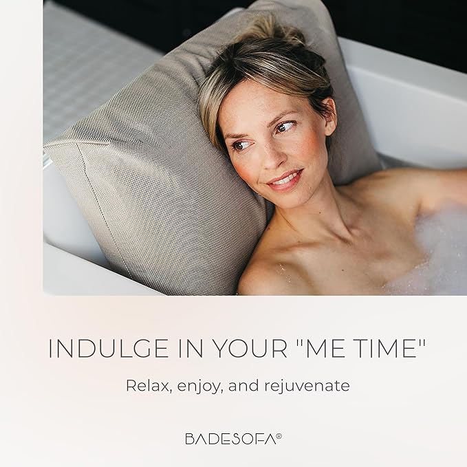 BADESOFA® Luxury Bath Pillow M - Lusciously Soft & Comfortable Tub Pillow for Bathtub - Washable & Quick-Drying Bath Back Pillow - Non-Slip Full Body Tub Pillow - Luxury Spa Cushion in Grey