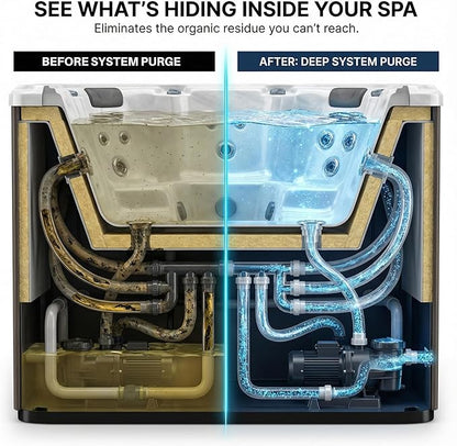 Hot Tub Jet Cleaner & Spa Line Flush – Deep Plumbing & Pipe Purge – Hot Tub System Flush Cleaner for Jets, Lines & Tubes – Designed to Remove Sludge, Grime & Yuck – Made in USA – 1 Gallon