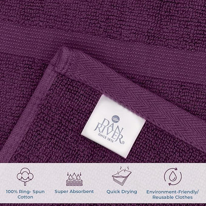 DAN RIVER Classic Cotton Bath Mats Set of 2 – Not a Bathroom Rug, Ultra Soft, Highly Absorbent & Machine Washable Bath Mat Towel for Bathroom Floor Mat – Durable, Quick-Dry, 21x34 Inches, Purple