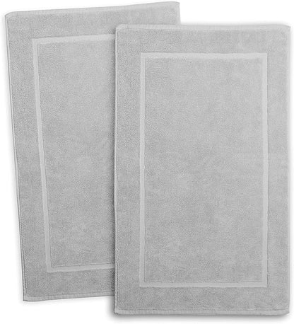 Hearth & Harbor Bath Mat Towels - 100% Ring Spun Cotton Luxury Bath Mat Floor Towels - Ultra Soft & Highly Absorbent Bath Towels Set of 4 - Gray