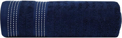 CASA COPENHAGEN Elegance Collection Towels 550 GSM 2 Bath Towel 2 Hand Towel 2 Washcloths, Super Soft Egyptian Cotton 6 Towels Set for Bathroom, Kitchen & Shower - Navy Blue + Grey