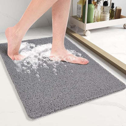 Non Slip Shower Mats for Inside Shower, 16x24 Inch, Anti-Slip Bathtub Mats for Bathroom, Foot Scrubber Loofah Bath Mats for Shower, Quick Drying Shower Stall Mats for Wet Areas (Grey)