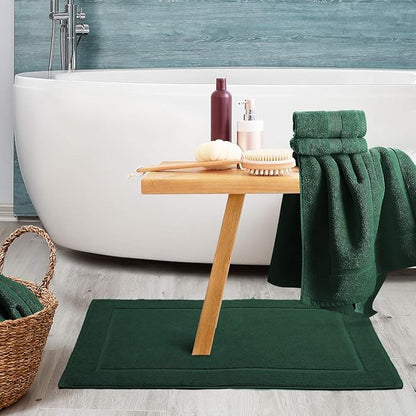 Hearth & Harbor Bath Mat Towels - 100% Ring Spun Cotton Luxury Towels - Ultra Soft & Highly Absorbent, Bathroom Towels, Floor Mat - Hunter Green