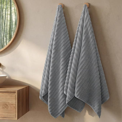 REDKISS 2Pack Large Bath Towels 31×63 inches, 100% Cotton, Super Soft and Absorbent, Quick-Dry Towels, Perfect for Bathroom,Plush Shower Towels-Gray