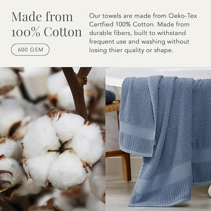 NY Loft 100% Cotton 6 Piece Bath Towel Set | Blue Towels | Oeko-TEX® Standard 100 | Soft & Absorbent, Quick-Dry | 2 Bath Towels 2 Hand Towels and 2 Washcloths | Trinity Collection - Flint Stone