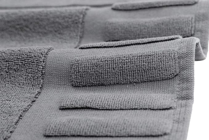 White Classic Luxury Bath Mat Floor Towel Set - Absorbent Cotton Hotel Spa Shower/Bathtub Mats [Not a Bathroom Rug] 22"x34" | 2 Pack | Gray/White