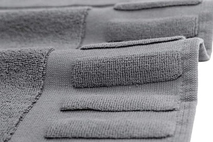 White Classic Luxury Bath Mat Floor Towel Set - Absorbent Cotton Hotel Spa Shower/Bathtub Mats [Not a Bathroom Rug] 22"x34" | 2 Pack | Gray/White