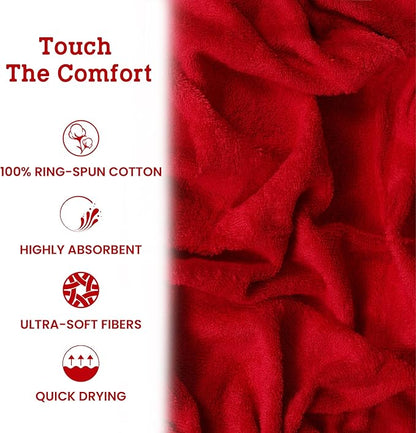 Casa Lino 100% Cotton Hand Towels for Bathroom - Soft, Highly Absorbent & Quick Dry Kitchen Towels - Gym Towel Set - Travel Towel Set - 24" x 16" - Pack of 4 - (Red)