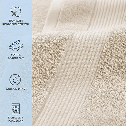Arkwright Bathroom Hand Towels Set of 6 - (Bulk Case of 60) Super Soft 100% Cotton, 600 GSM Quick Dry & Absorbent, Luxury Bath Essentials for Hotels, Spa, Hosts, and Vacation Rentals, Alabaster Ivory
