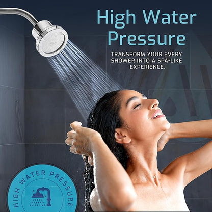 Mist Shower Filter Head for Hard Water Improves Skin, Hair, and Nails - Large, High Output Filtered Shower Head with Filter Softens Water and Removes Chlorine and Heavy Metals, Chrome
