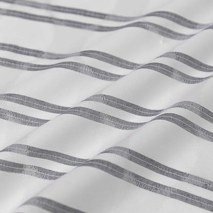 Amazon Basics Geometric Jacquard Fabric Shower Curtain for Bathroom, Lightweight, Waterproof and Washable, 72" W x 78" L, Grey Striped