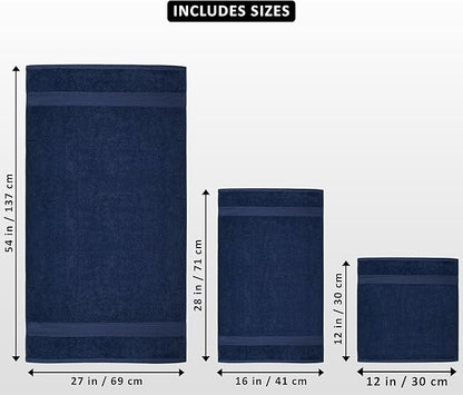 Utopia Towels 8 Piece Luxury Towel Set – Majestic Plush, Super Absorbent & Quicker-to-Dry, Thick 100% Ring Spun Cotton Towels for Bathroom, Spa & Hotel – 2 Bath, 2 Hand, 4 Washcloths, Navy Blue