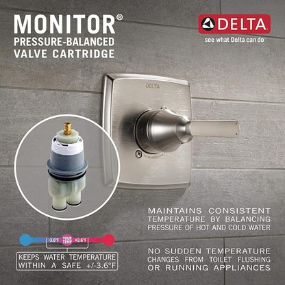 Delta Modern 14 Series Shower Faucet Set, Brushed Nickel Shower Head and Handle Set, Valve Trim Kit, Stainless T14267-SS-PP (Valve Not Included)