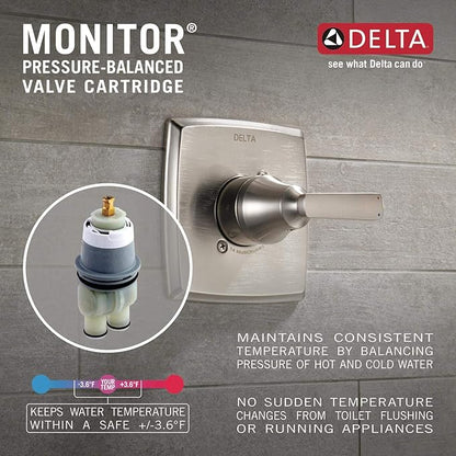 Delta Modern 14 Series Shower Faucet Set, Chrome Shower Head and Handle Set, Valve Trim Kit, Chrome T14267-PP (Valve Not Included)