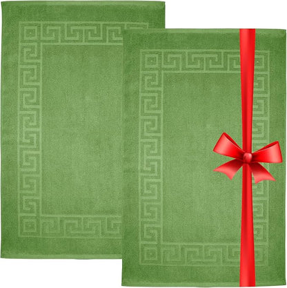 DAN RIVER Greek Cotton Bath Mats Set of 2 – Not a Bathroom Rug, Ultra Soft, Highly Absorbent & Machine Washable Bath Mat Towel for Bathroom Floor Mat – Durable, Quick-Dry, 21x34 Inches, Sage Green