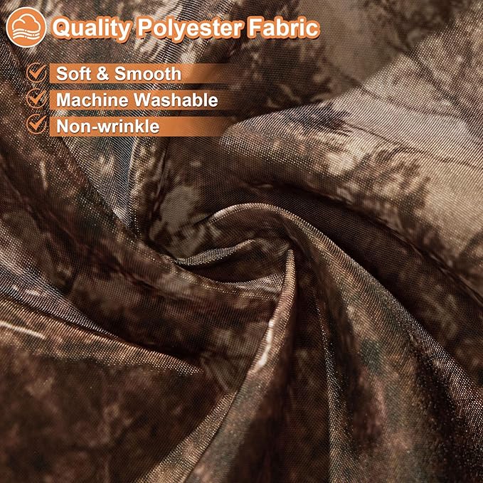 ORTIGIA Brown Misty Forest Shower Curtain for Bathroom, Nature Woodland Shower Curtain Set with Hooks, Decorative Pine Tree Fog Magic Bath Curtain for Home, Waterproof Fabric, Weighted, 72x72