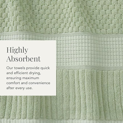 NY Loft 100% Cotton Towel Set 6 Piece Towel Set | Super Soft & Absorbent Quick-Dry 2 Bath Towels 2 Hand Towels & 2 Washcloths |Textured and Durable Cotton | Trinity Collection (6 Piece Set, Sage)