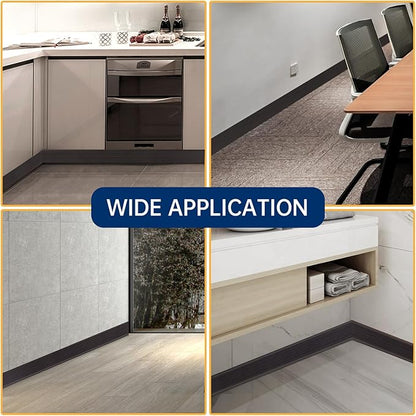 Flexible Baseboard Molding Trim 4 Inch Self-Adhesive Vinyl Wall Base Peel and Stick Cove Base Rubber Wall Baseboard Moulding Trim (40Ft, Dark Walnut Wood Grain)