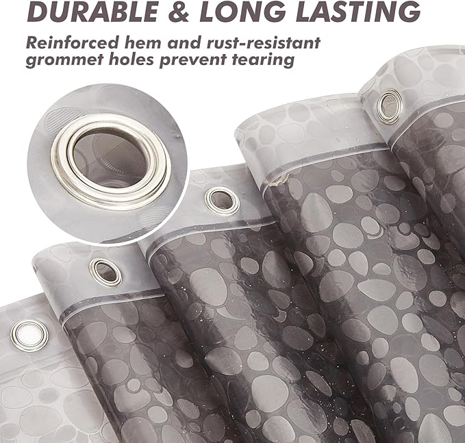 Waterproof Shower Curtain Liner EVA 8G - Rust-Proof Hooks, Heavy-Duty Magnets - Enhance Your Bathroom with Durability and Elegance