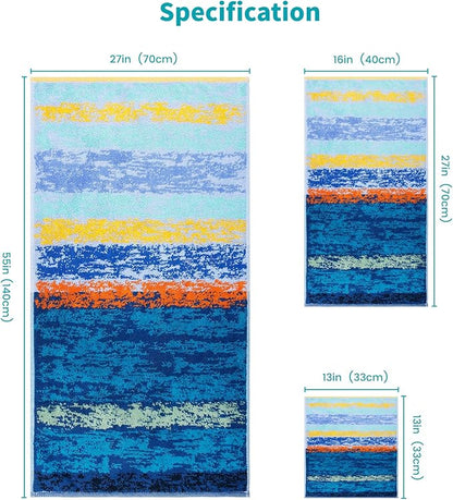 SEMAXE 12-Piece Family Bathroom Towel Set - 100% Cotton, 4 Bath Towels, 4 Hand Towels, 4 Washcloths, Ultra-Soft and Super Absorbent, Lighter Weight