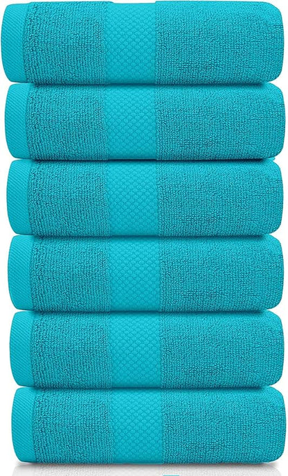 White Classic Luxury Aqua Hand Towels - Soft 100% Turkish Cotton | Highly Absorbent Hotel spa Bathroom Towel Collection | 16x30 Inch | Set of 6