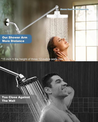 11 Inch Adjustable Shower Head Extension Arm With Locking Set Screw, Singing Rain Solid Brass Chrome Angle Height Adjustable, Easy To Install, G1/2 Universal Connector Compatible (Chrome Finish)