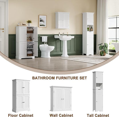 ChooChoo Bathroom Wall Cabinet, Over The Toilet Space Saver Storage Cabinet, Medicine Cabinet with 2 Door and Adjustable Shelves, Cupboard