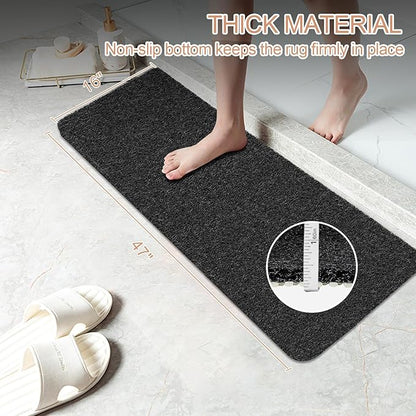 Joyhalo Shower Mats for Showers Anti Slip for Elderly, 47'' x 16'' Non Slip Bath Mat for Inside Shower, Bath Tub Mats for Bathroom Non Slip for Shower, PVC Loofah Bathroom Mats, Black