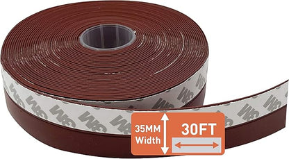 Weather Stripping Door Seal Strip - Silicone Sealing Tape for Weather Stripping Around Doors Windows Showers Etc. - Tough and Flexible Door Weather Seal That Stops Draft - (Brown 35mm)