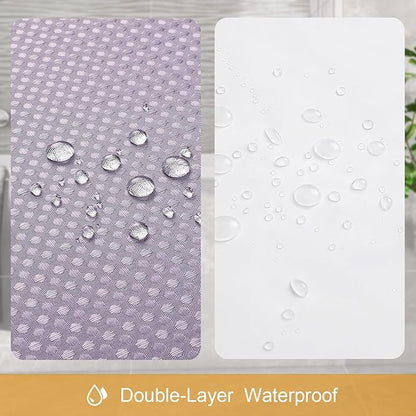 3 in 1 Extra Long Purple Shower Curtain Set-72 W x 84 H, Lavender Waffle and PEVA Liner Set with 12 Stainless Steel Hooks, Waterproof Fabric for Bathroom