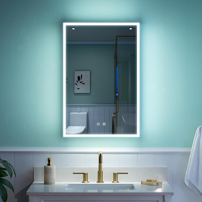 WELLFOR 20" X 30" LED Medicine Cabinet with Mirror, 3X Magnifiying Mirror Cabinet, Defogging/Dimmable Bathroom Mirrored Cabinet, Lighted Medicine Cabinet with Outlets & USB Ports, Right Opening Doors