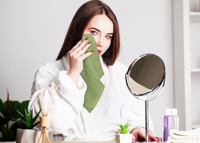 Utopia Towels 60 Pack Cotton Washcloths Set, 100% Ring Spun Cotton, Premium Flannel Face Cloths, Highly Absorbent and Soft Feel Fingertip Towels, Sage Green