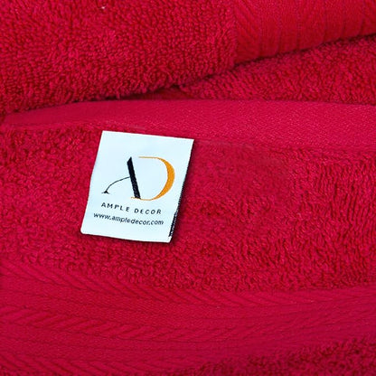 Ample Decor Washcloths Pack of 5 12 X 12 Inch 100% Cotton 600 GSM, Soft Absorbent and Reusable Fingertip Towels, Ideal for Bathroom and Powder Room - Christmas Red
