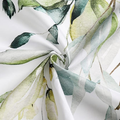 Gibelle Extra Long Shower Curtain 72 x 84, Tall Sage Green Floral Fabric Shower Curtain, Watercolor Plant Eucalyptus Leaves Bathroom Curtains Shower Set