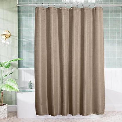 AmazerBath Taupe Shower Curtain Waffle Textured, Fabric Shower Curtain Tan Thick Heavy Duty 240GSM Hotel Quality Bathroom Shower Curtains, 72 x 72 Inches