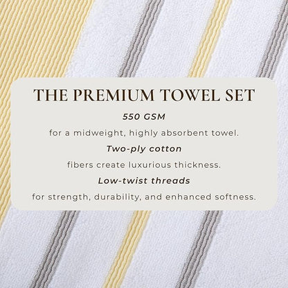 Great Bay Home Decorative Bath Towel Set - Luxury Cotton 4 Pack 54x27 Bath Towel Set - Luxurious, Ultra-Soft, Durable Towels for Bathroom Decor (Gold/Grey)