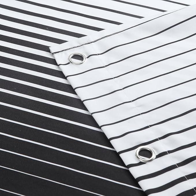 Black Shower Curtain 78 Inches Long, Modern Black and White Gradient Vertical Stripe Waterproof Polyester Shower Curtains for Bathroom, 72x78 Inches
